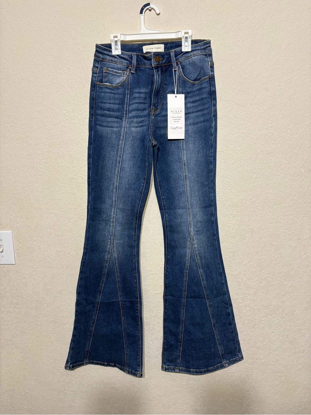 Risen Los Angeles NWT Dark Blue High-Rise Flare Jeans